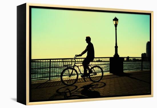 Man on a Bicycle, Battery Park, New York City-Sabine Jacobs-Framed Premier Image Canvas