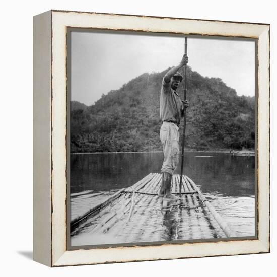 Man on a Raft, Kingston, Jamaica, 1931-null-Framed Premier Image Canvas