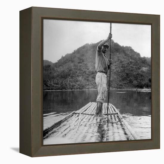 Man on a Raft, Kingston, Jamaica, 1931-null-Framed Premier Image Canvas