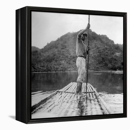 Man on a Raft, Kingston, Jamaica, 1931-null-Framed Premier Image Canvas