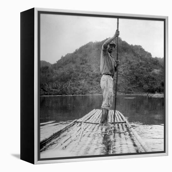 Man on a Raft, Kingston, Jamaica, 1931-null-Framed Premier Image Canvas