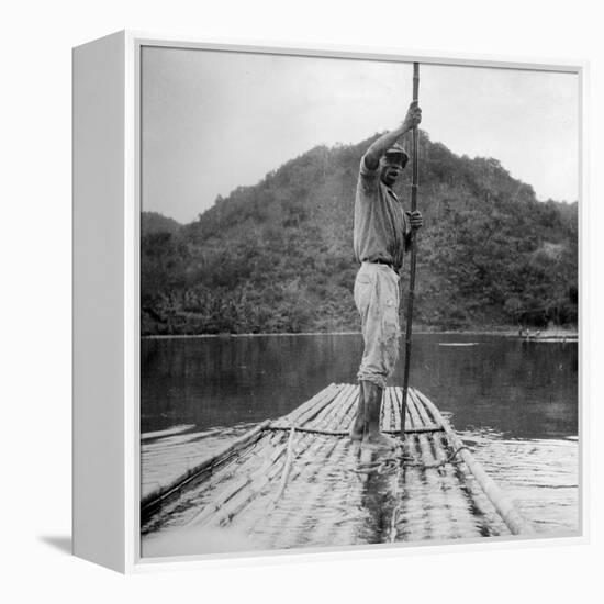 Man on a Raft, Kingston, Jamaica, 1931-null-Framed Premier Image Canvas
