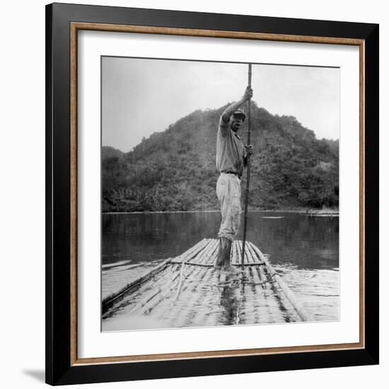 Man on a Raft, Kingston, Jamaica, 1931-null-Framed Photographic Print