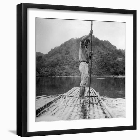 Man on a Raft, Kingston, Jamaica, 1931-null-Framed Photographic Print