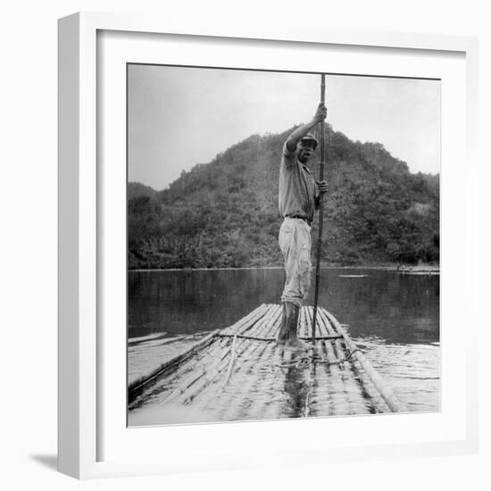 Man on a Raft, Kingston, Jamaica, 1931-null-Framed Photographic Print