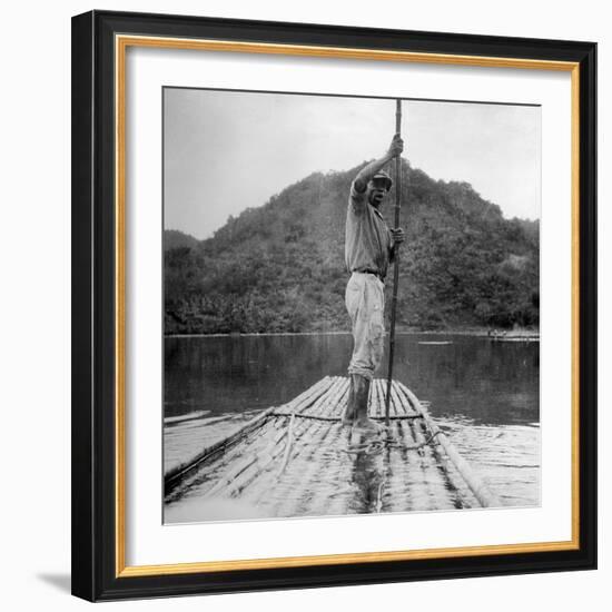 Man on a Raft, Kingston, Jamaica, 1931-null-Framed Photographic Print