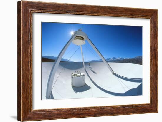 Man on a VLBA Radio Telescope, Owens Valley, USA-David Nunuk-Framed Photographic Print