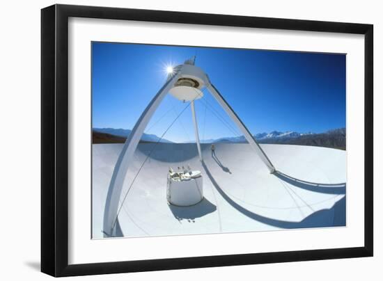 Man on a VLBA Radio Telescope, Owens Valley, USA-David Nunuk-Framed Photographic Print