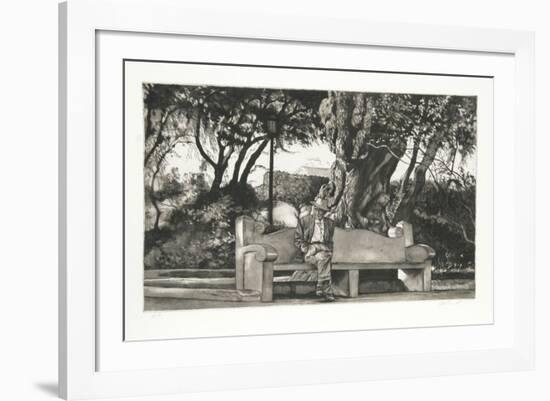 Man on Bench (B/W)-Harry McCormick-Framed Collectable Print