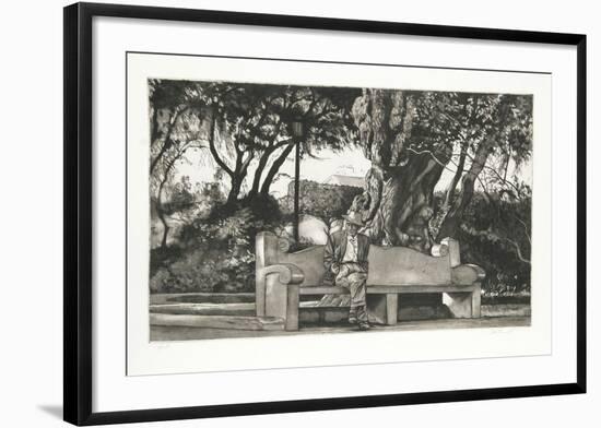 Man on Bench (B/W)-Harry McCormick-Framed Collectable Print