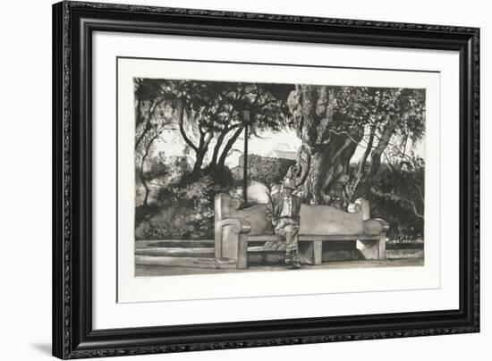 Man on Bench (B/W)-Harry McCormick-Framed Collectable Print