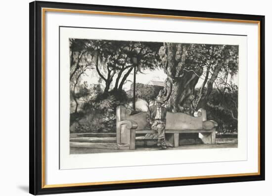 Man on Bench (B/W)-Harry McCormick-Framed Collectable Print