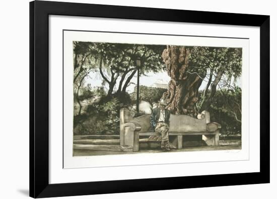 Man on Bench (Color)-Harry McCormick-Framed Collectable Print