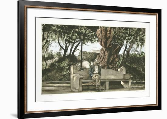 Man on Bench (Color)-Harry McCormick-Framed Collectable Print