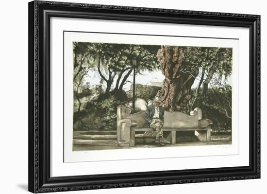 Man on Bench (Color)-Harry McCormick-Framed Collectable Print