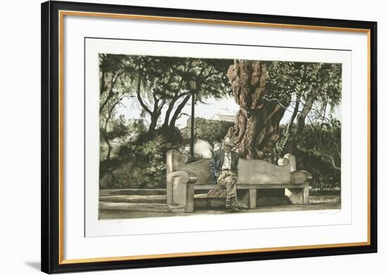 Man on Bench (Color)-Harry McCormick-Framed Collectable Print