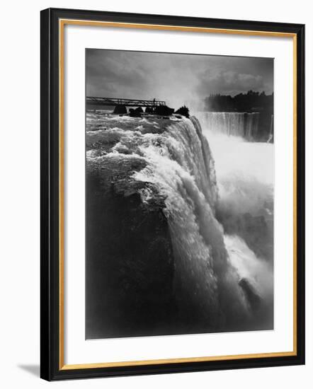 Man on Boardwalk at Horseshoe Falls-null-Framed Photographic Print