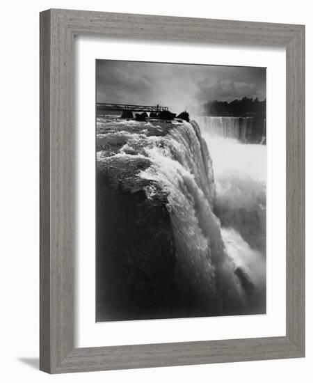 Man on Boardwalk at Horseshoe Falls-null-Framed Photographic Print