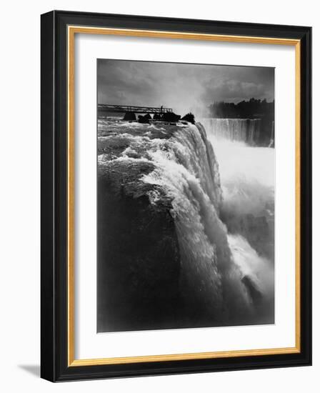 Man on Boardwalk at Horseshoe Falls-null-Framed Photographic Print