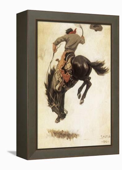 Man on Bucking Bronco, 1902-Newell Convers Wyeth-Framed Premier Image Canvas