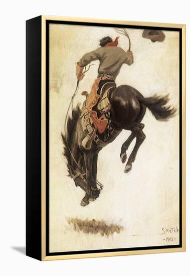 Man on Bucking Bronco, 1902-Newell Convers Wyeth-Framed Premier Image Canvas