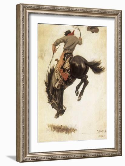 Man on Bucking Bronco, 1902-Newell Convers Wyeth-Framed Giclee Print