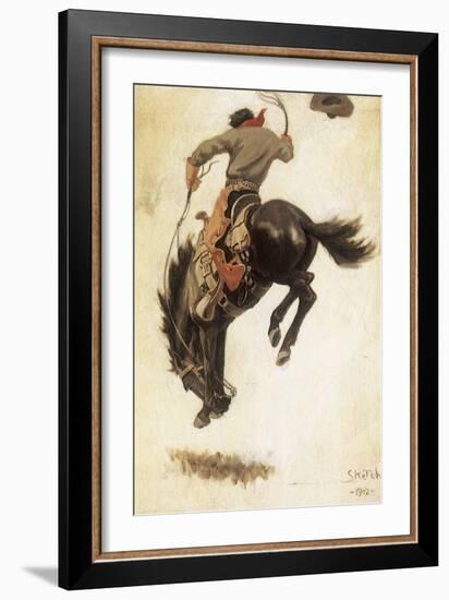 Man on Bucking Bronco, 1902-Newell Convers Wyeth-Framed Giclee Print