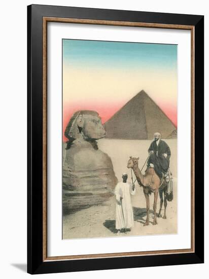 Man on Camel, Sphinx, Pyramid-null-Framed Premium Giclee Print