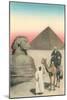 Man on Camel, Sphinx, Pyramid-null-Mounted Art Print