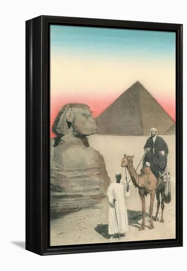 Man on Camel, Sphinx, Pyramid-null-Framed Stretched Canvas