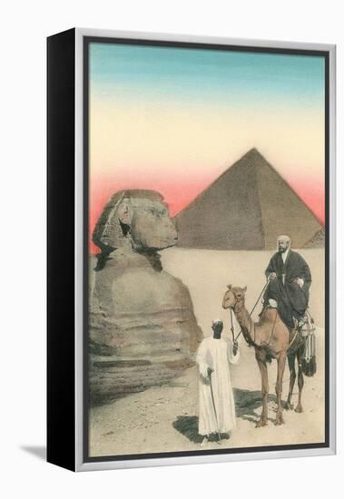 Man on Camel, Sphinx, Pyramid-null-Framed Stretched Canvas