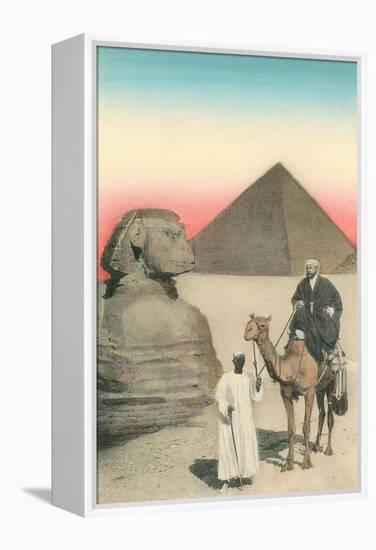 Man on Camel, Sphinx, Pyramid-null-Framed Stretched Canvas