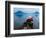 Man on Canoe in Lake Atitlan, Volcanoes of Toliman and San Pedro Pana Behind, Guatemala-Keren Su-Framed Photographic Print