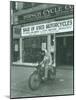 Man on Harley Davidson Motocycle at Hirsch Cycle Co., 1927-Chapin Bowen-Mounted Giclee Print