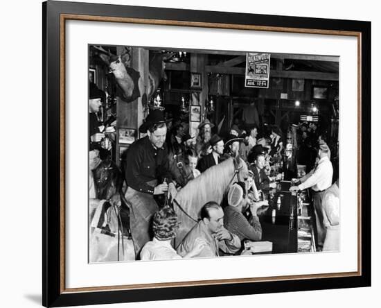 Man on horse In Bar During Reenactment of Killing in James Butler "Wild Bill" Hickok by Jack McCall-Alfred Eisenstaedt-Framed Photographic Print