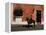 Man on Horse in Front of a Typical Painted Wall, Antigua, Guatemala, Central America-Upperhall-Framed Premier Image Canvas