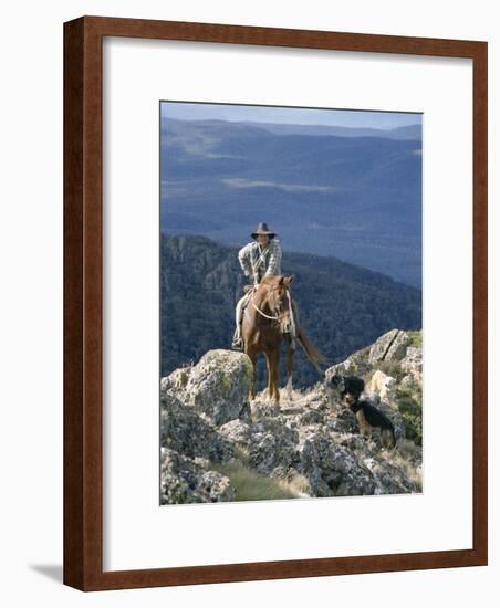 Man on Horse with Dogs, 'The Man from Snowy River', Victoria, Australia-Claire Leimbach-Framed Photographic Print