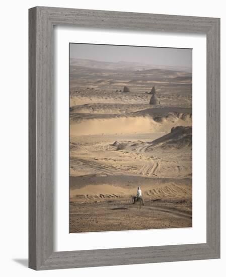 Man on Mule-Back Traverses the Desert around the Ancient City of Old Dongola, Sudan, Africa-Mcconnell Andrew-Framed Photographic Print