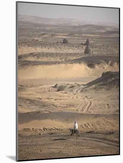 Man on Mule-Back Traverses the Desert around the Ancient City of Old Dongola, Sudan, Africa-Mcconnell Andrew-Mounted Photographic Print