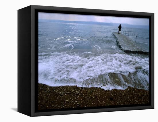 Man on Pier, Dead Sea, Jordan-Cindy Miller Hopkins-Framed Premier Image Canvas