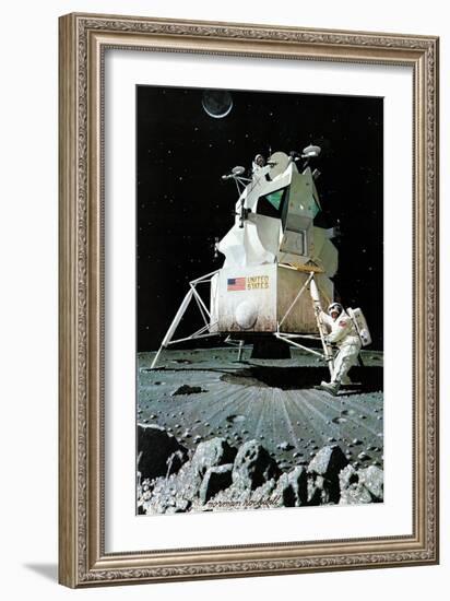 Man on the Moon (or United Stated Space Ship on the Moon)-Norman Rockwell-Framed Giclee Print