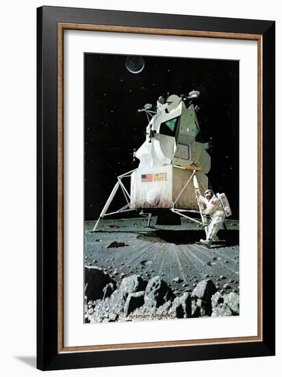 Man on the Moon (or United Stated Space Ship on the Moon)-Norman Rockwell-Framed Giclee Print