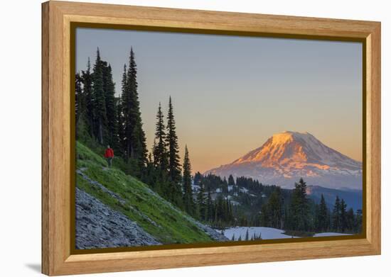 Man on Trail, Mt Adams Back, Goat Rocks Wilderness, Washington, USA-Gary Luhm-Framed Premier Image Canvas