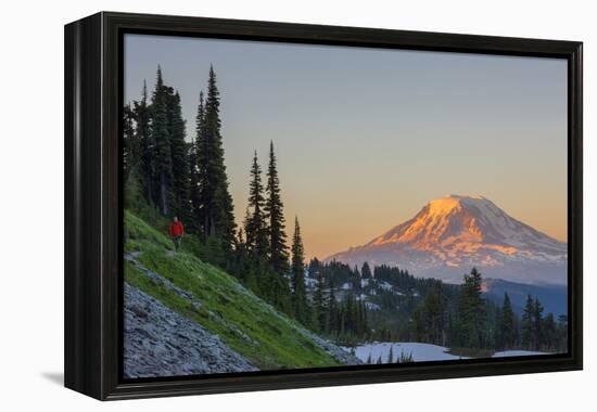 Man on Trail, Mt Adams Back, Goat Rocks Wilderness, Washington, USA-Gary Luhm-Framed Premier Image Canvas