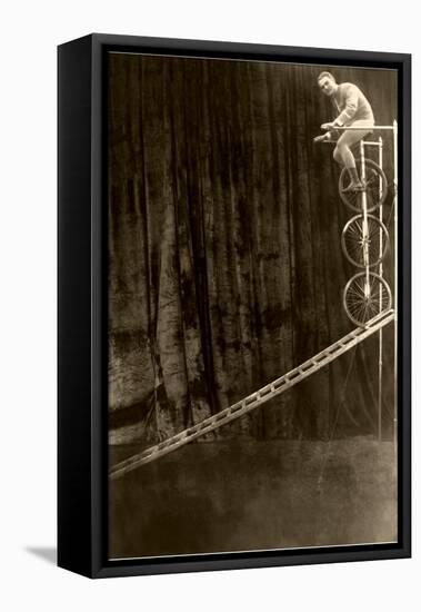 Man on Trick Triple Unicycle-null-Framed Stretched Canvas