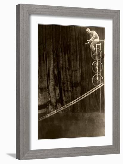 Man on Trick Triple Unicycle-null-Framed Art Print