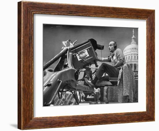 Man Operating Television Camera-Al Fenn-Framed Photographic Print