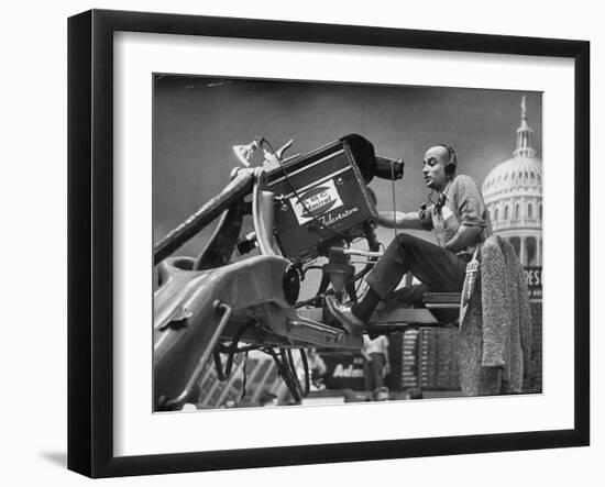 Man Operating Television Camera-Al Fenn-Framed Photographic Print