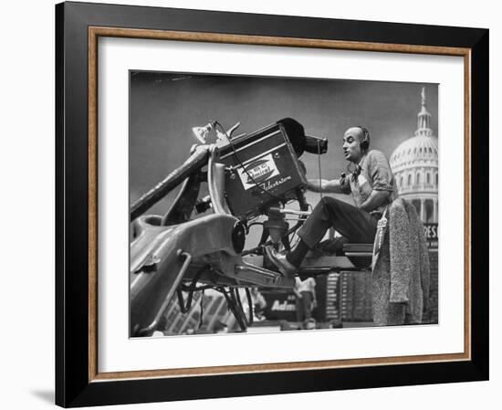 Man Operating Television Camera-Al Fenn-Framed Photographic Print