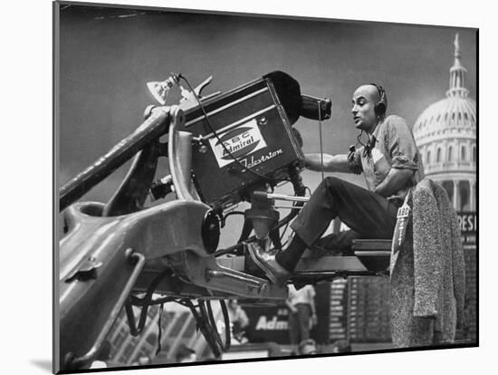 Man Operating Television Camera-Al Fenn-Mounted Photographic Print